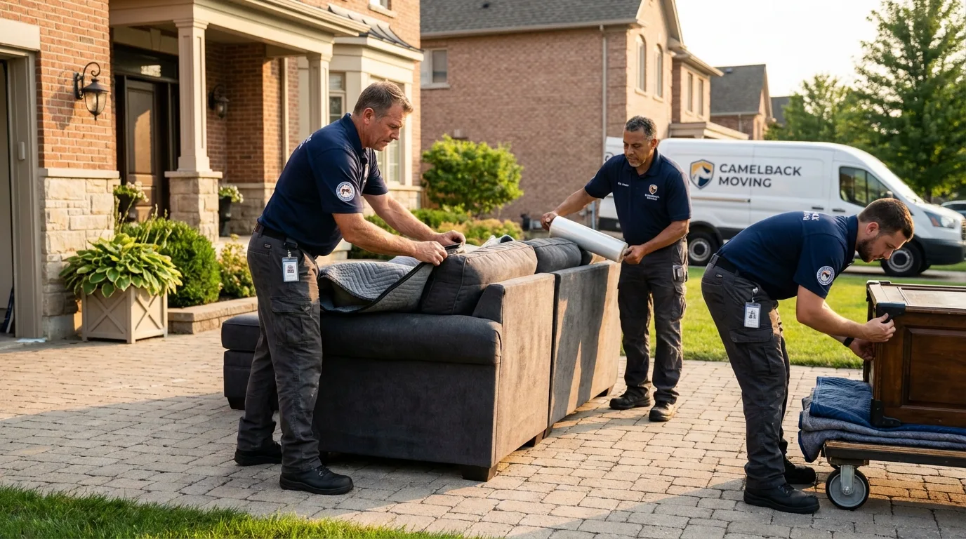 Large estate moving crew wrapping furniture in Spencer, WI